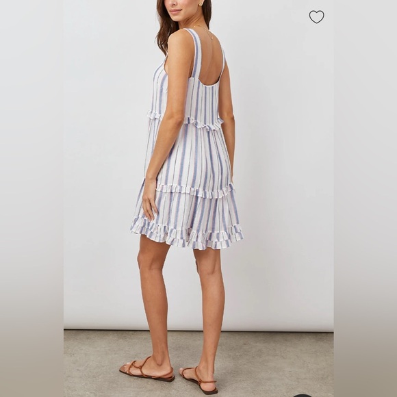 Rails Sandy Linen Tahiti Striped Ruffled Sundress- Small - Picture 3 of 7